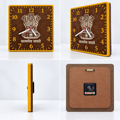 Cow Dung Ashoka Stambh Wall Clock – 30 cm | Eco-Friendly Handmade Decor