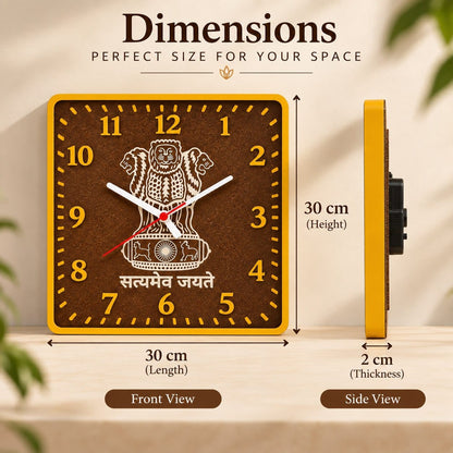 Cow Dung Ashoka Stambh Wall Clock – 30 cm | Eco-Friendly Handmade Decor