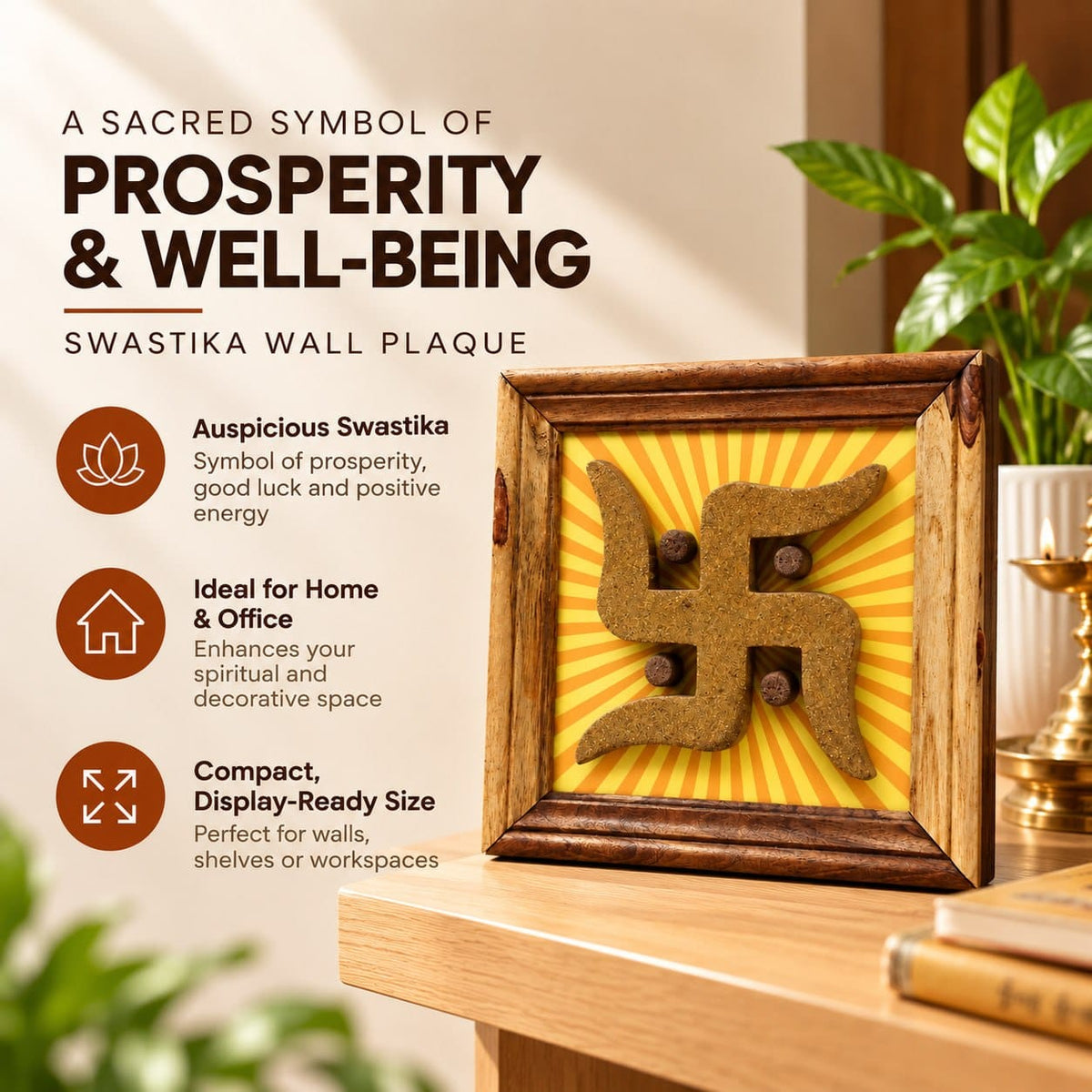 Handcrafted Swastika Wall Hanging Made from Cow Dung
