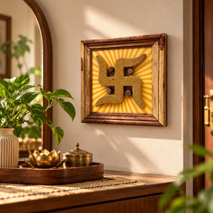 Handcrafted Swastika Wall Hanging Made from Cow Dung