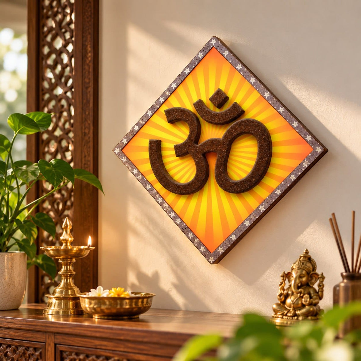 Handcrafted Cow Dung Om Wall Hanging | Eco-Friendly Spiritual Home Décor | Traditional Indian Wall Plaque